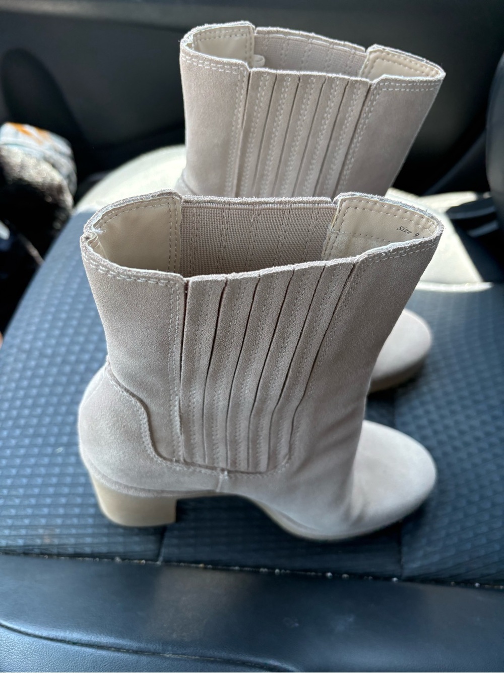 Classic Suede Ankle Boots in Beige - Women's Comfort Heel